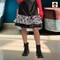 Tween Kids Disney Cruella Costume, Black Satin Dress with Faux Fur Bolero and Red Gloves